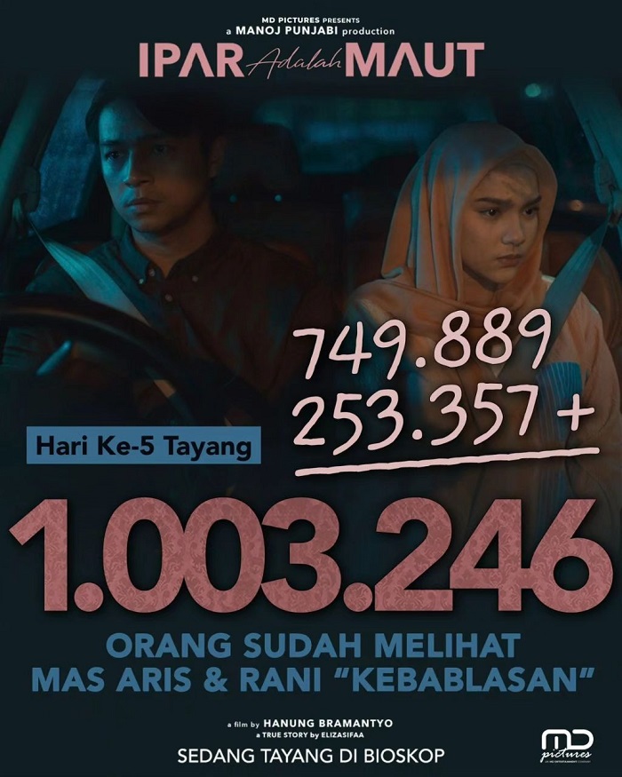 Unggahan Michelle Ziudith tentang pencapaian Film Ipar Adalah Maut yang telah mencapai 1 juta penonton
