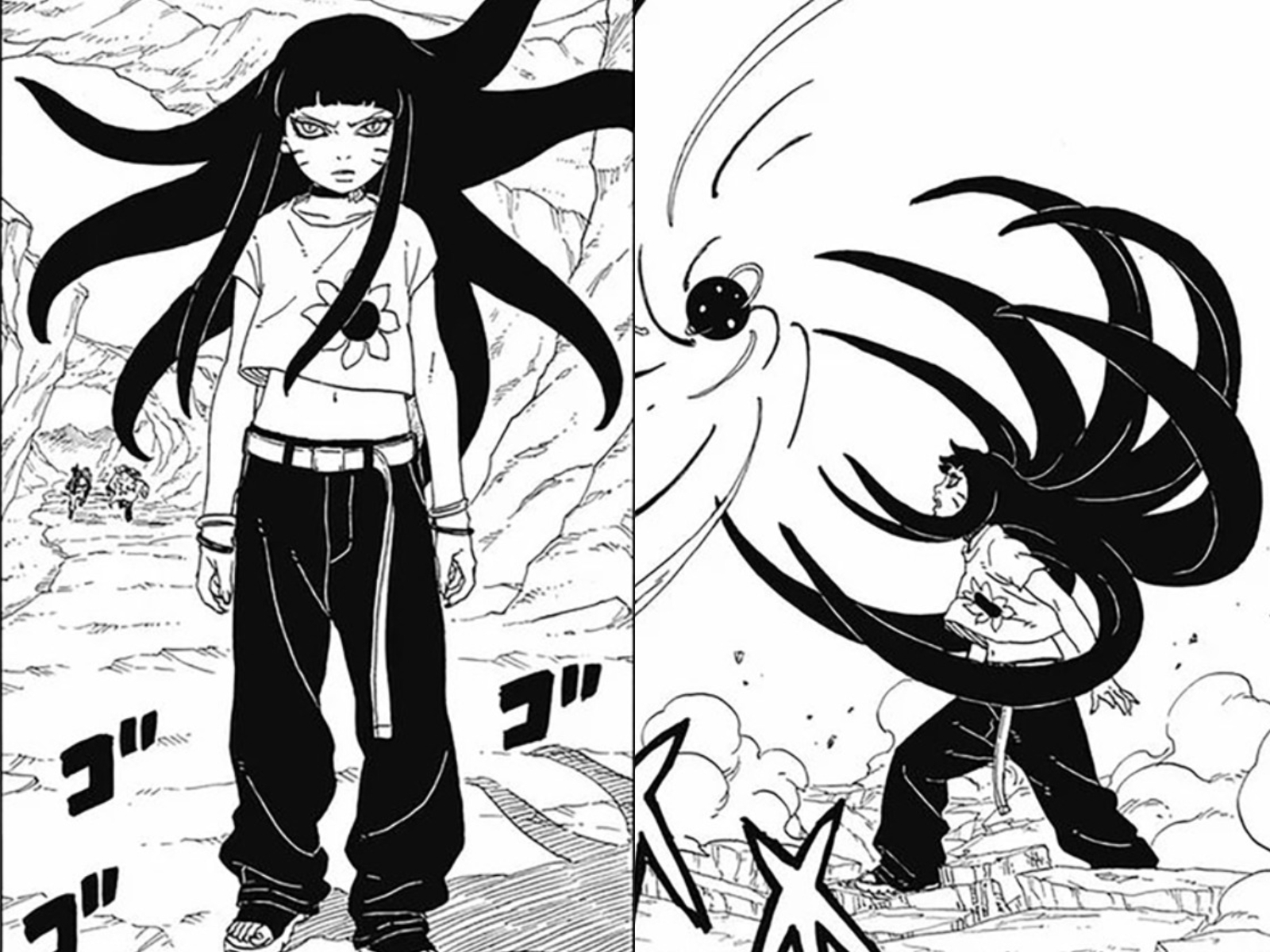 Tampilan Himawari mode Kyubi dalam Manga Boruto: Two Blue Vortex Chapter 11