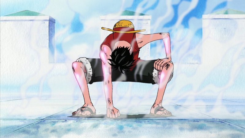 Momen luffy menggunakan kekuatan gear 2 di arc Ennies Lobby