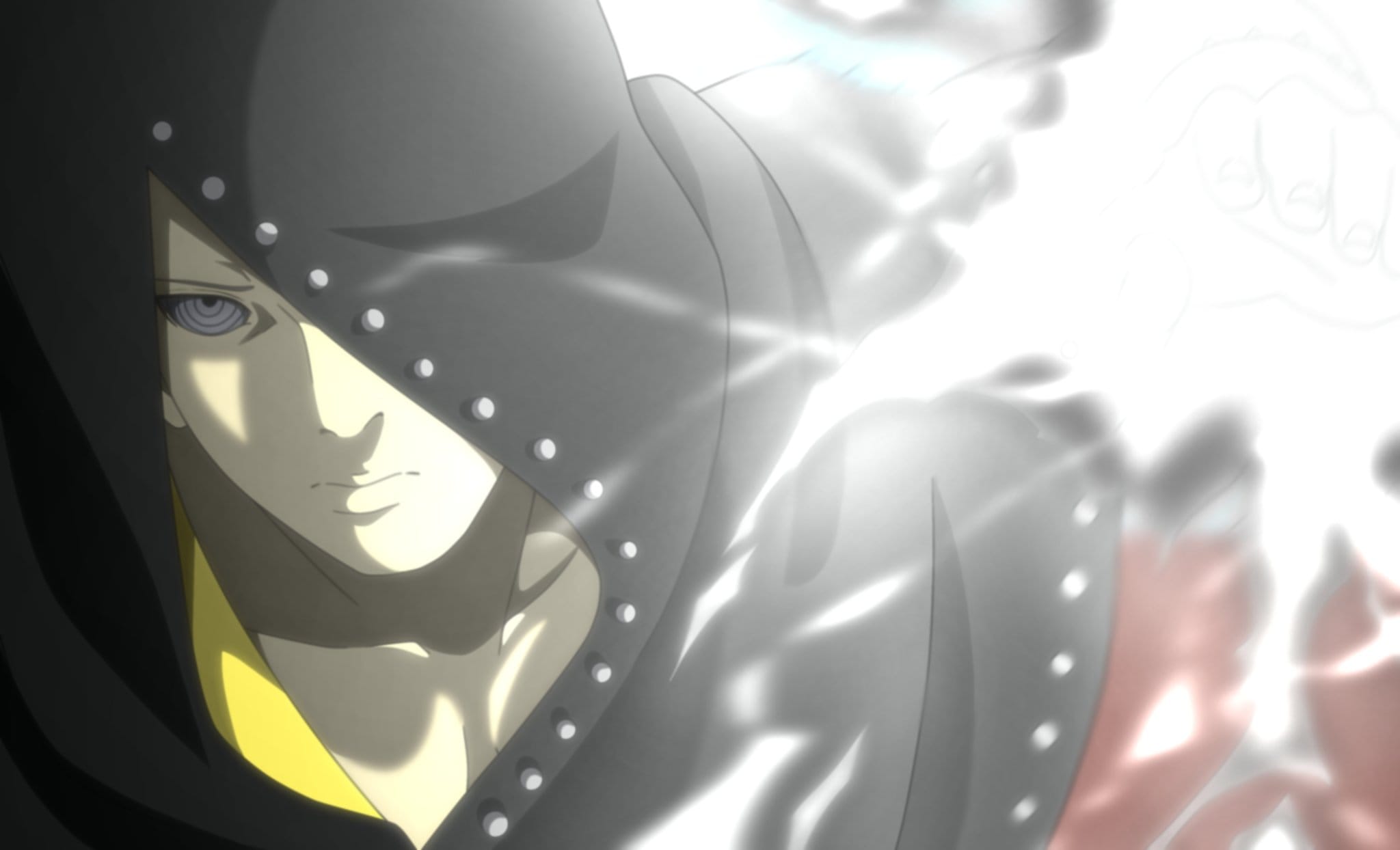 Hidari, ego Juubi yang lahir karena memakan chakra Sasuke dan kini mengejar Sarada di Komik Boruto Two Blue Vortex