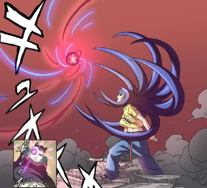 Himawari membuat bijudama saat masuk mode Biju dan Kurama di dalam tubuhnya