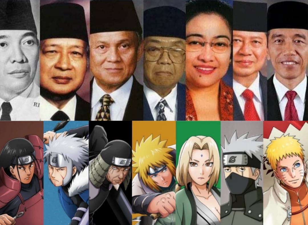 Ilustrasi presiden RI dan hokage di Konoha yang disebut mirip