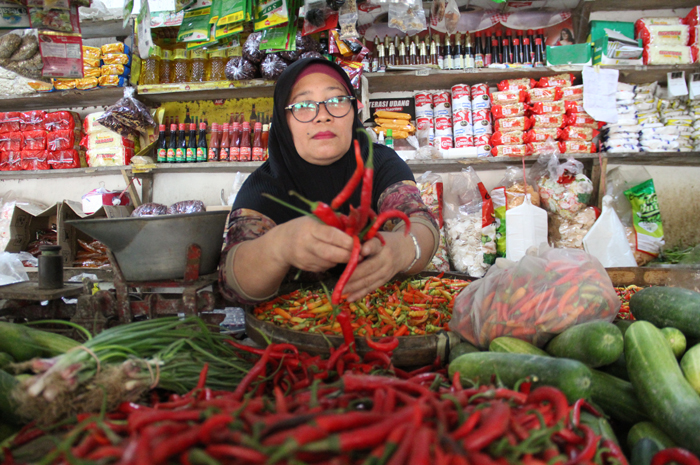 Salah satu pedagang cabai di pasar Citra Niaga Jombang