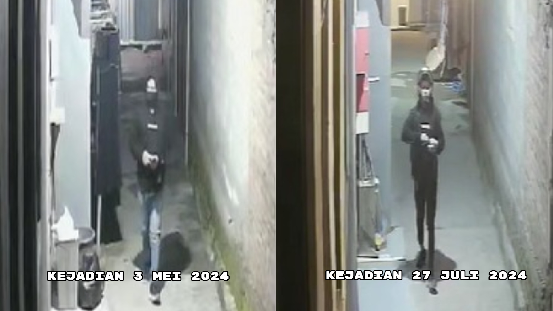 Potongan gambar rekaman CCTV yang menunjukkan aksi pencurian pakaian dalam di rumah kos di Jombang terjadi berulang kali