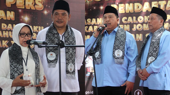 Pasangan Mundjidah - Sumrambah dan Warsubi - Salman menjalani pemeriksaan kesehatan di Surabaya usai mendaftyar untuk maju di Pilbup Jombang 2024