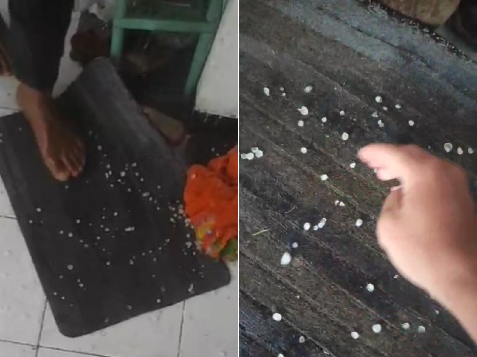 Tangkapan layar video hujan es yang terjadi di Desa Balonggemek, Kecamatan Megaluh, Jombang (24/9)