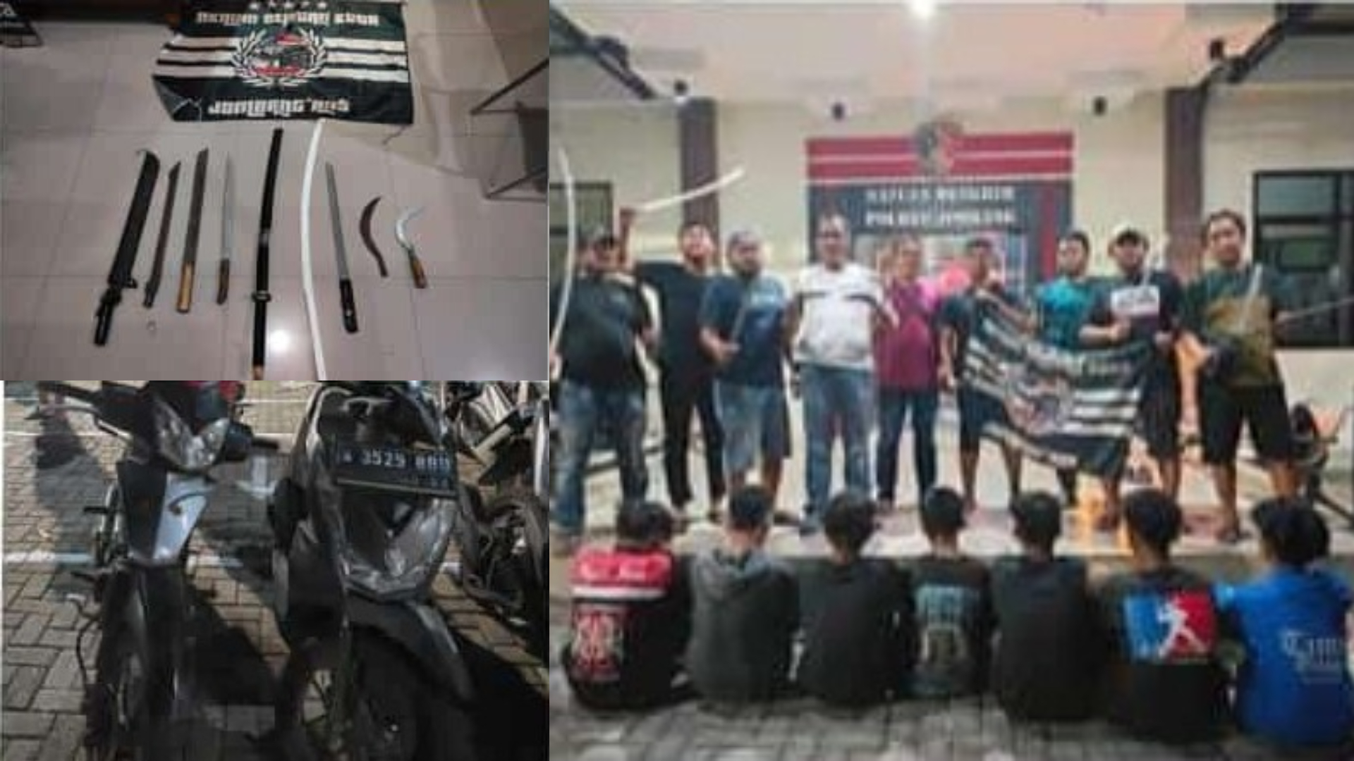 Polisi menangkap sejumlah anggota gangster Oknum Selatan Kota beserta barangbukti yang disita dari para pelaku