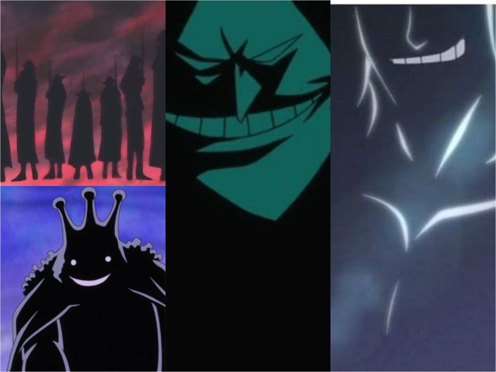 Ilustrasi siluet dan karakter asli one Piece yang tampilannya benar-benar berbeda