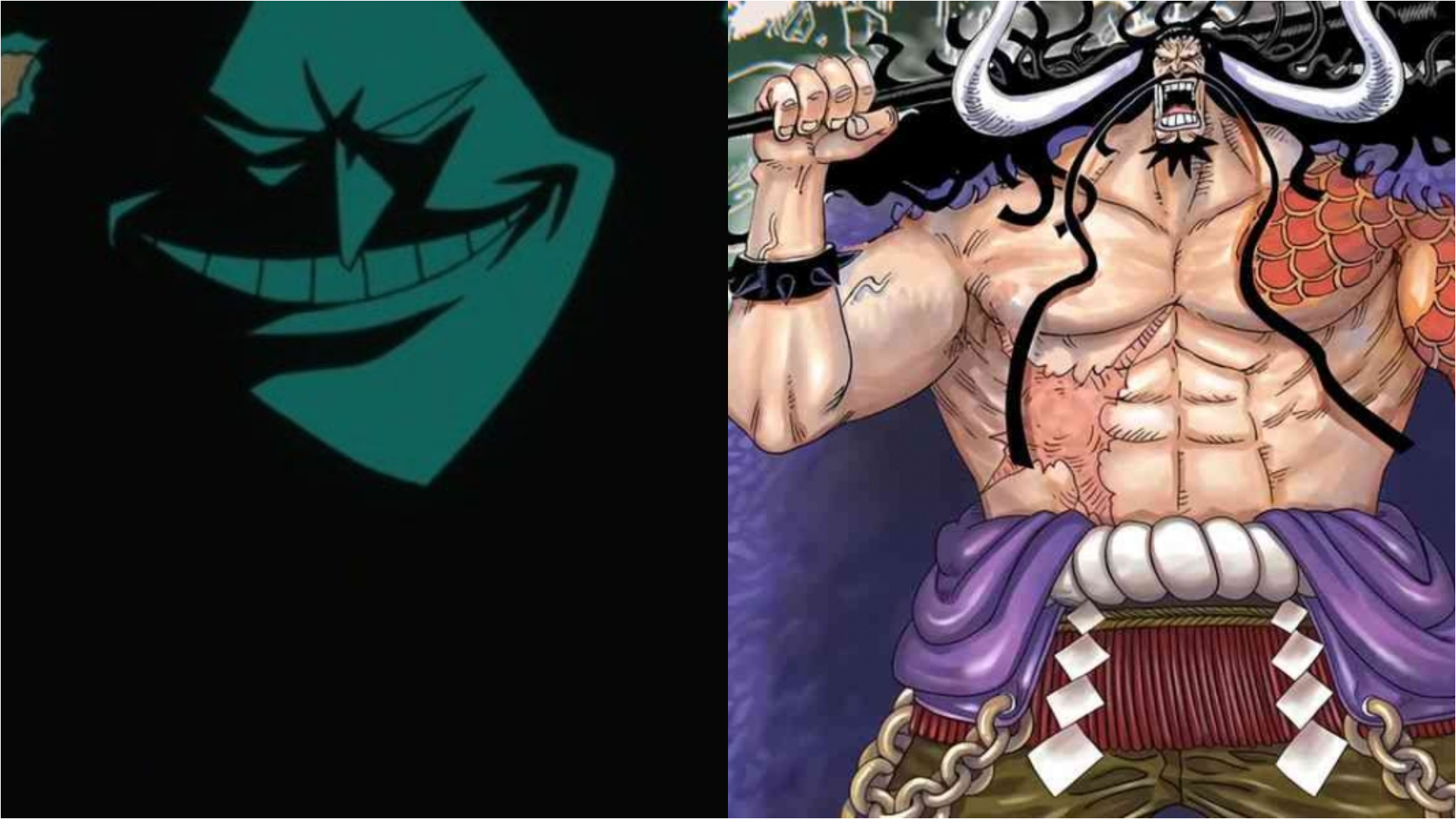 Perbedaan gambar Kaido dalam bentuk siluet dan gambar aslinya