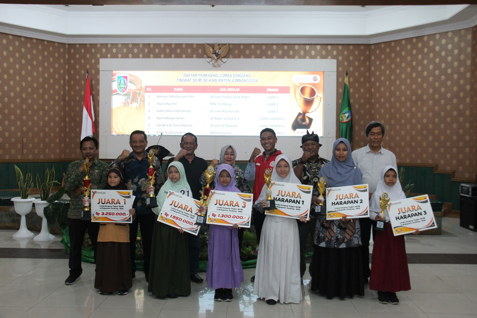 Para juara lomba dongeng bersama Disperpusip Jombang