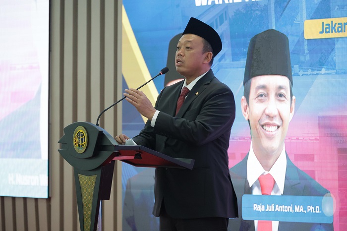 Menteri Agraria dan Tata Ruang/Kepala Badan Pertanahan Nasional (ATR/BPN), Nusron Wahid mengajak seluruh tamu yang hadir untuk mengirim doa bagi Alm. Ibu Ani Yudhoyono.