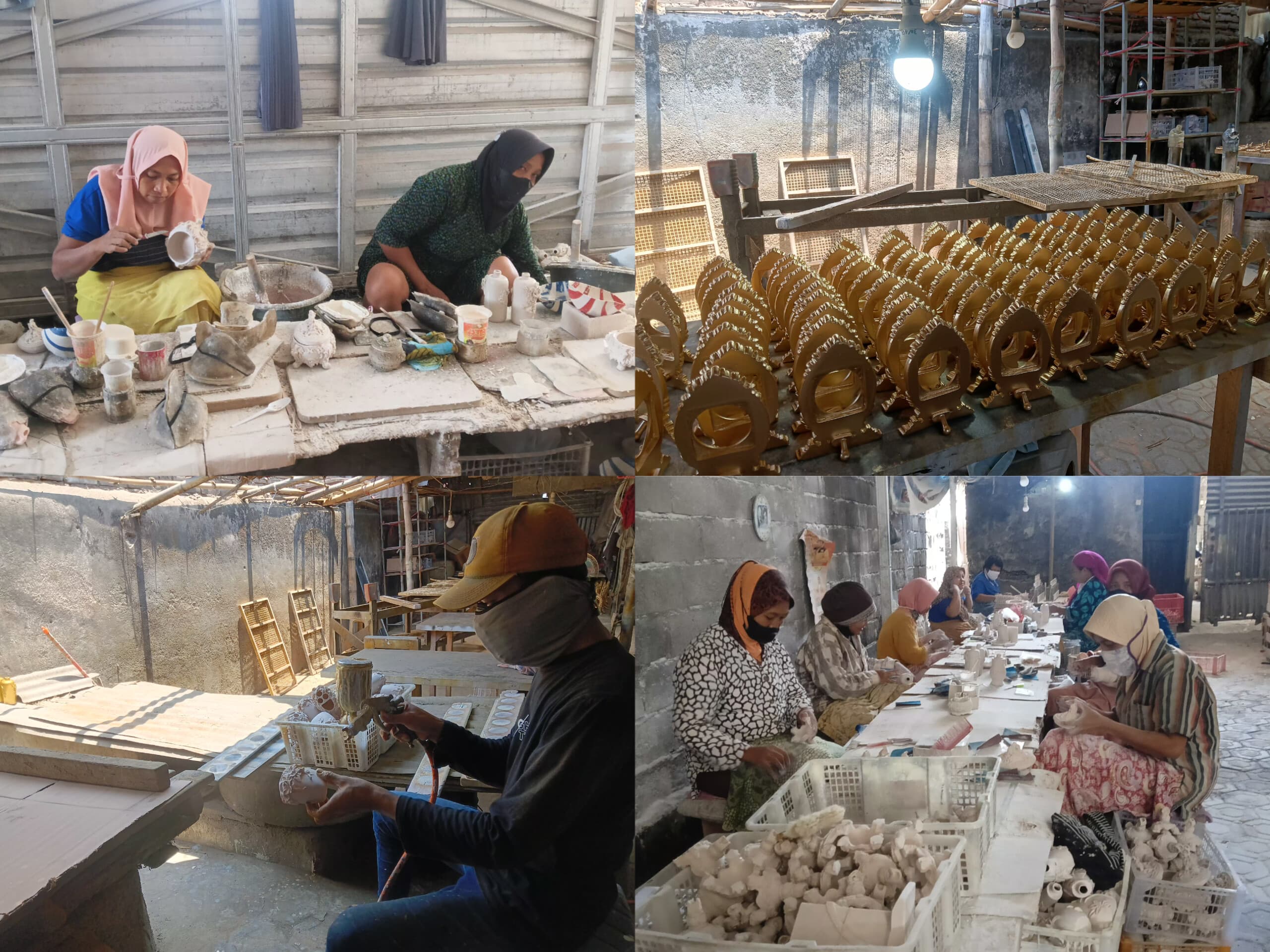 Proses pembuatan kerajinan poliresin di Tunggorono Jombang