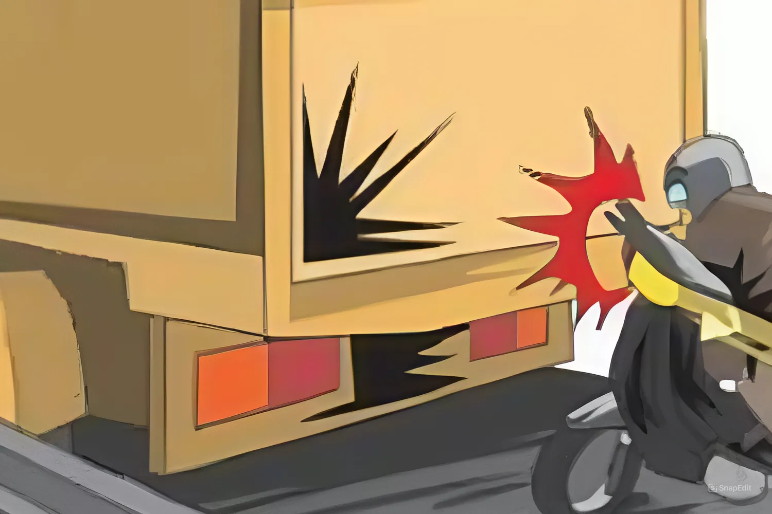 Ilustrasi tabrakan pemotor menabrak truk dari belakang