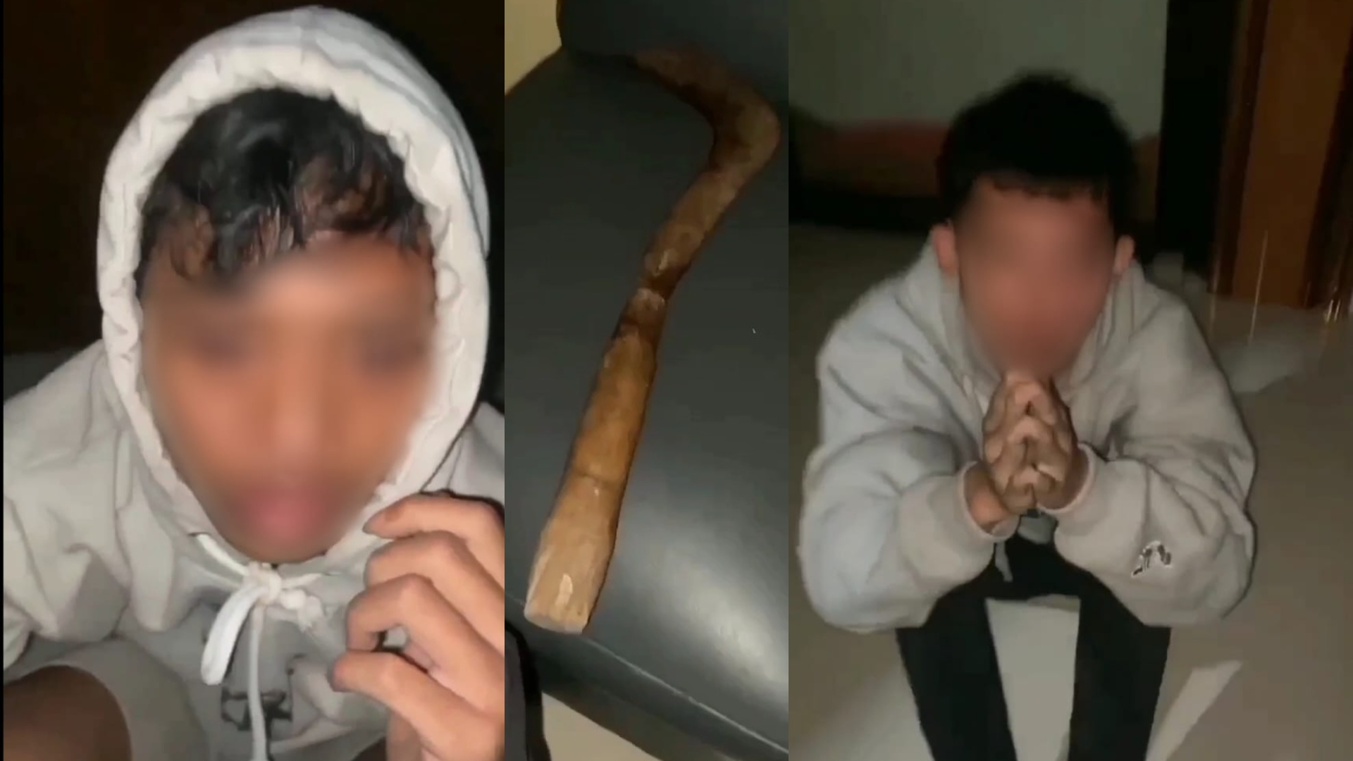 Dua remaja diduga anggota gangster bersajam yang diamankan warga di Diwek Jombang
