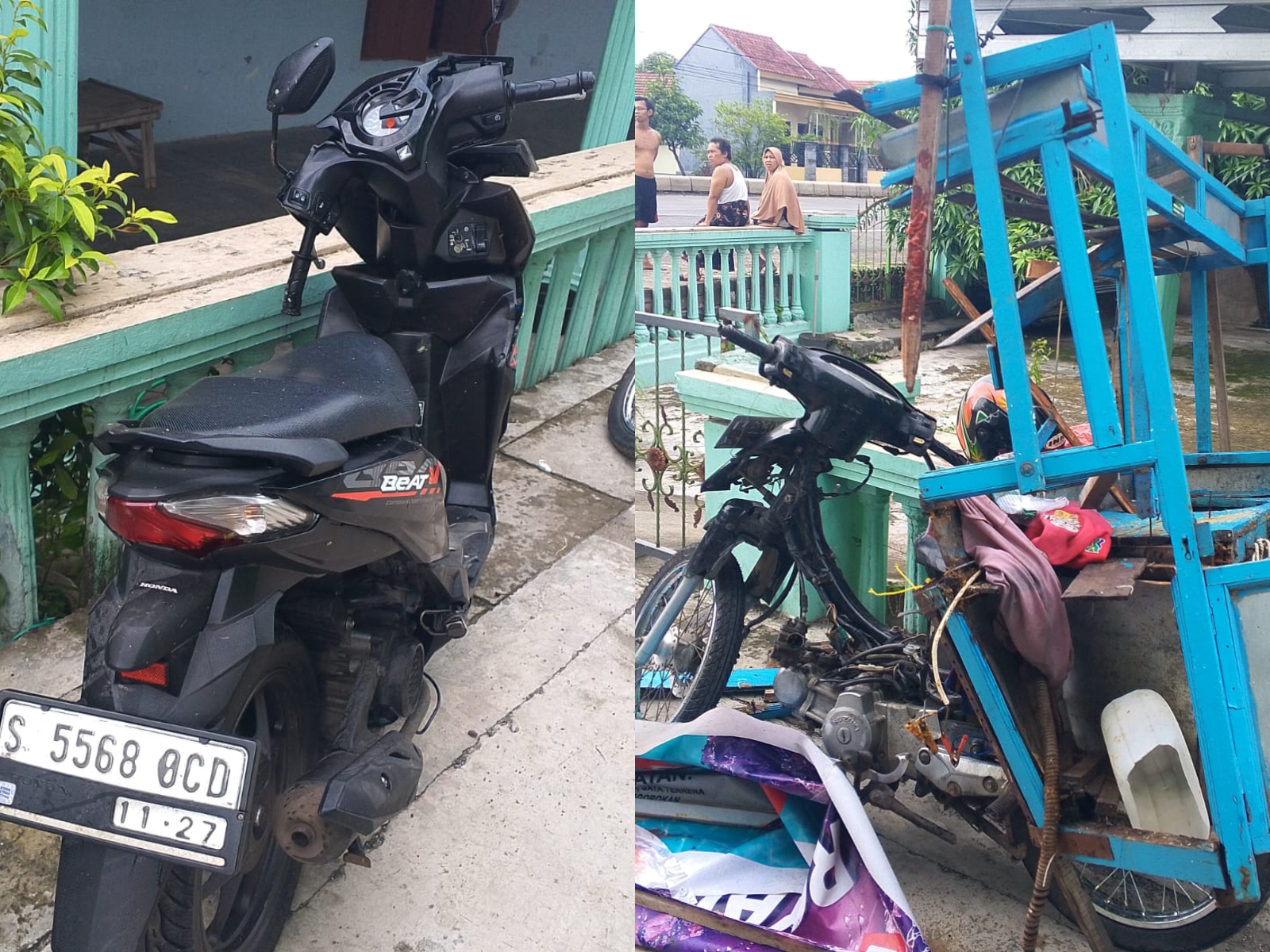 Tabrakan antara dua sepeda motor di Jalur Arteri Nasional Palrejo, Sumobito, Jombang