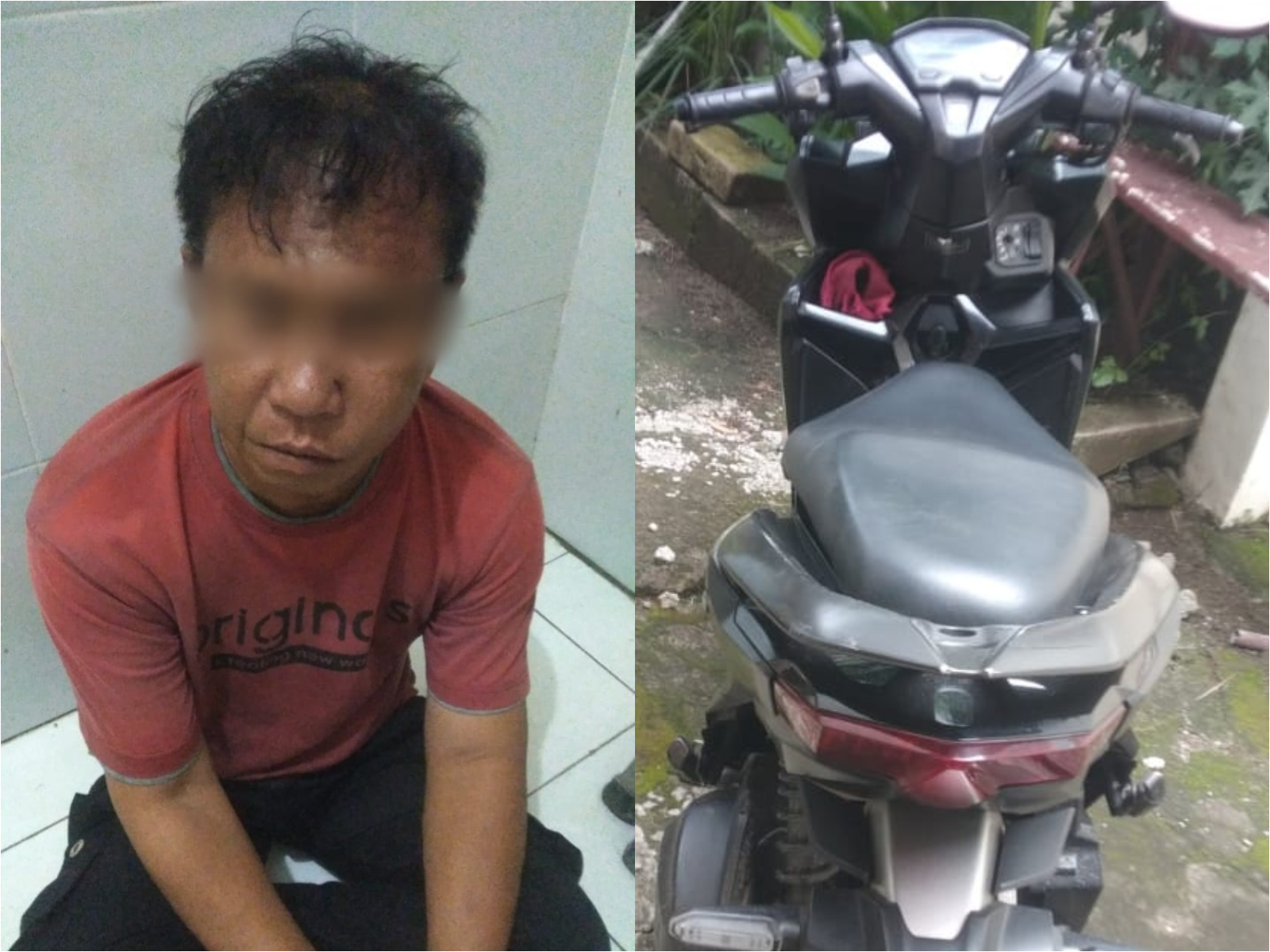 Pelaku pencurian dompet Guru TK di Kabuh, Jombang yang berhasil dibekuk warga dan dimassa