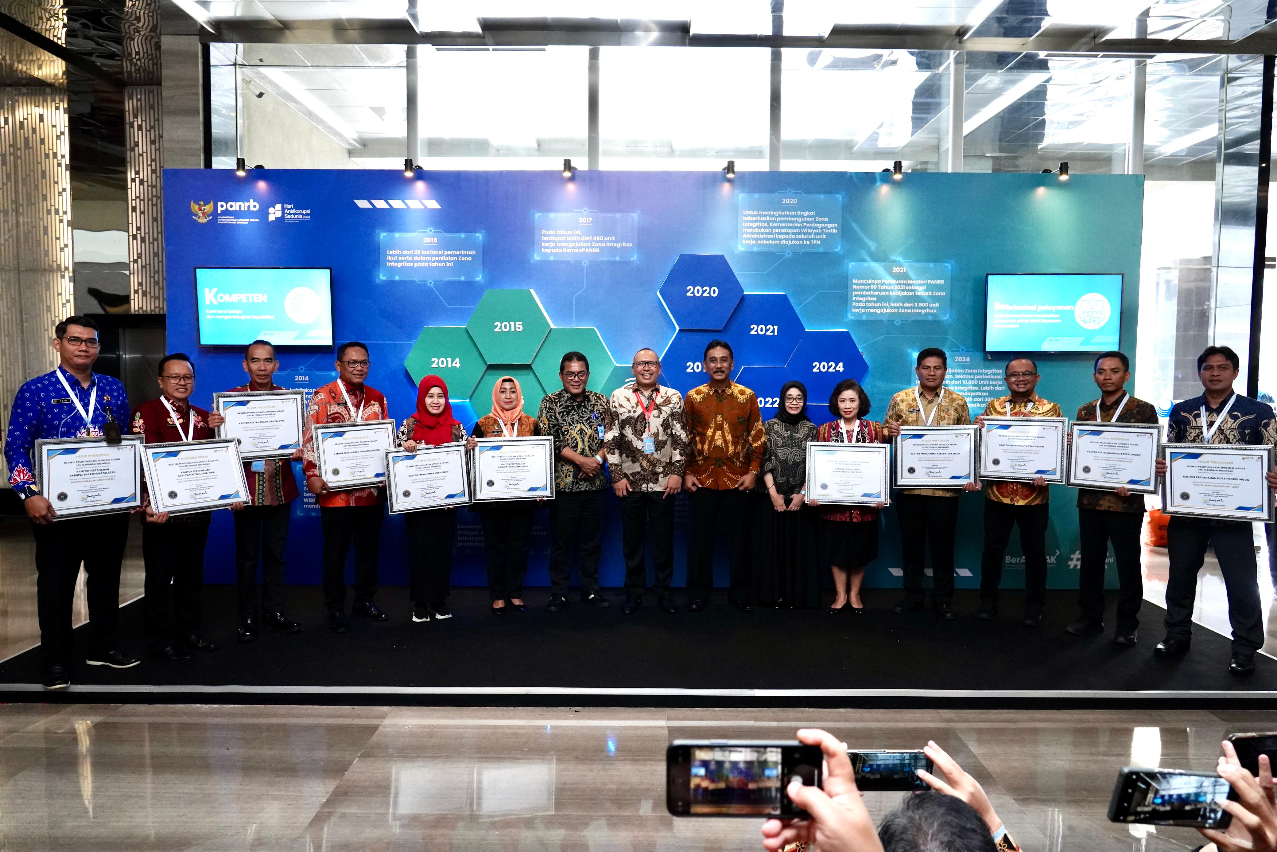12 Kantor Pertahana di bawah Kementrian ATR/BPN meraih predikat WBK
