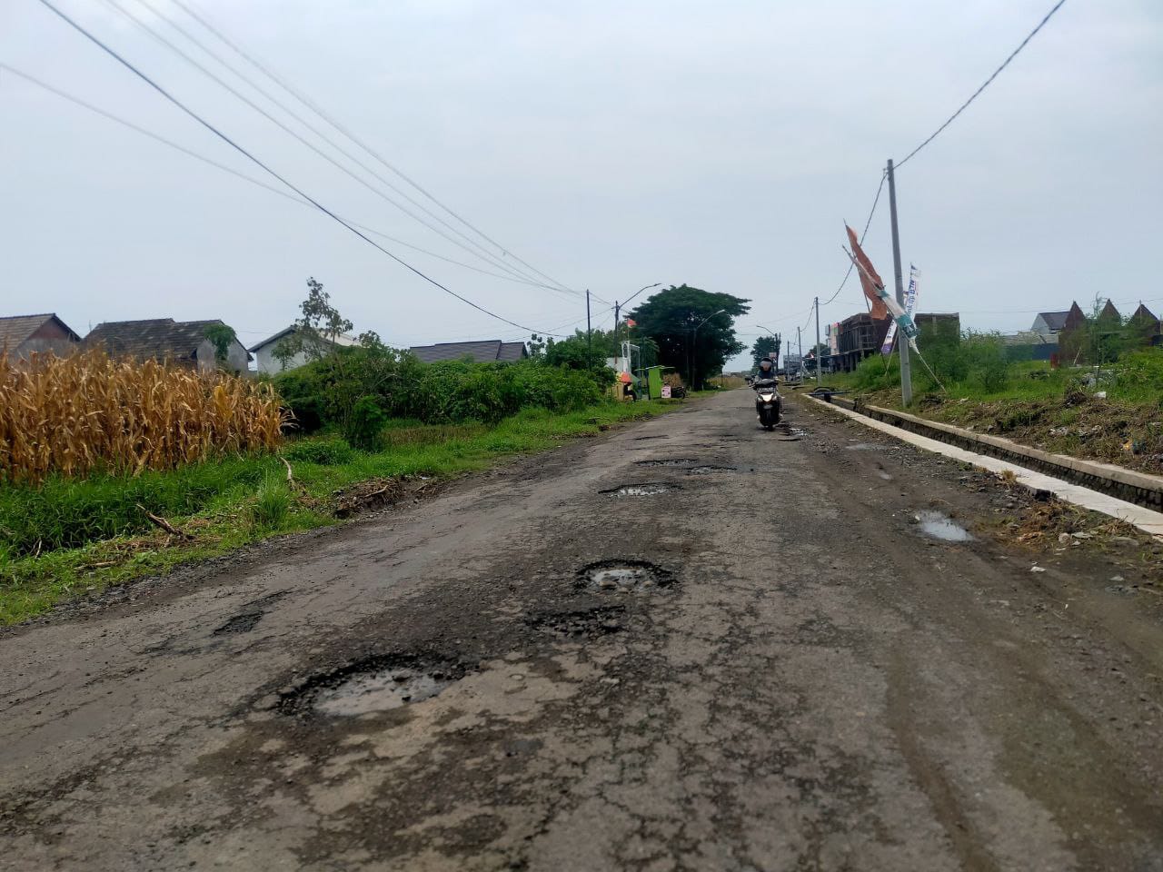 RUSAK: Jalan alternatif Peterongan-Kesamben, Jombang yang rusak, Senin (16/12).