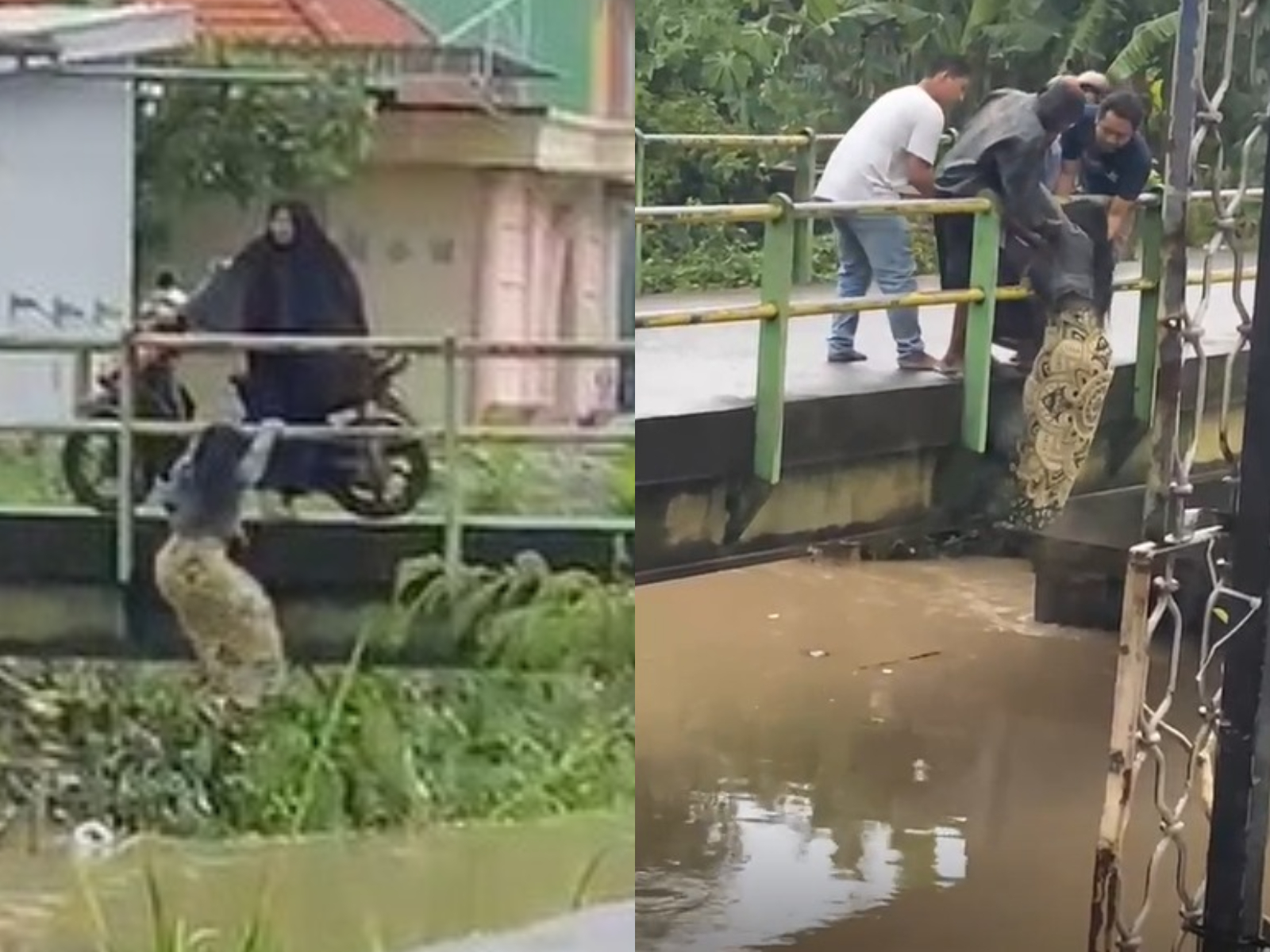 Potongan video viral seorang wanita yang nekat melakukan aksi percobaan bunuh diri di Mojoagung Jombang