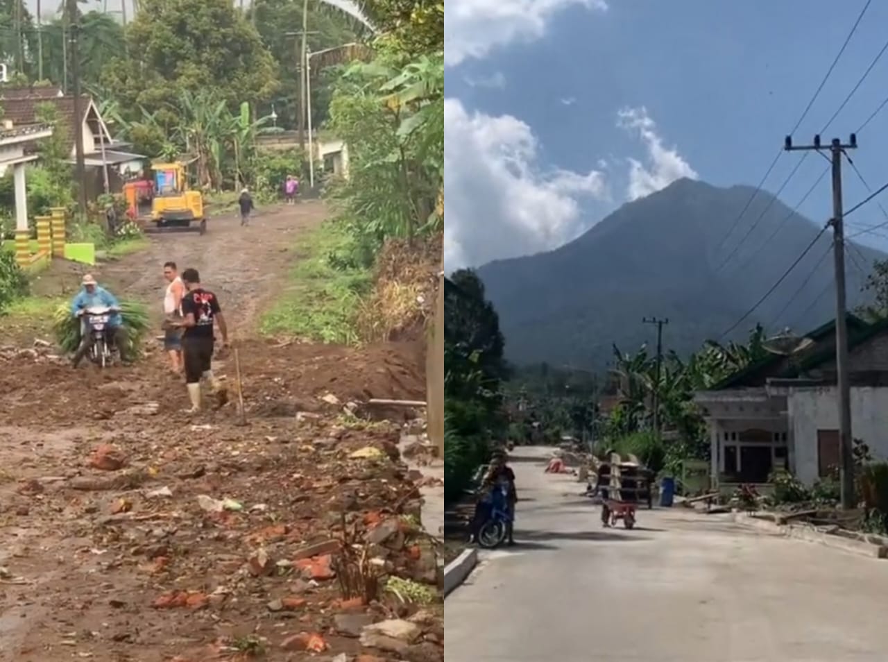 Pedagang bakso viral karena membangun jalan desa pakai uang pribadi. Ini kondisi perbandingan sebelum dan sesudah jalan desa dibangun