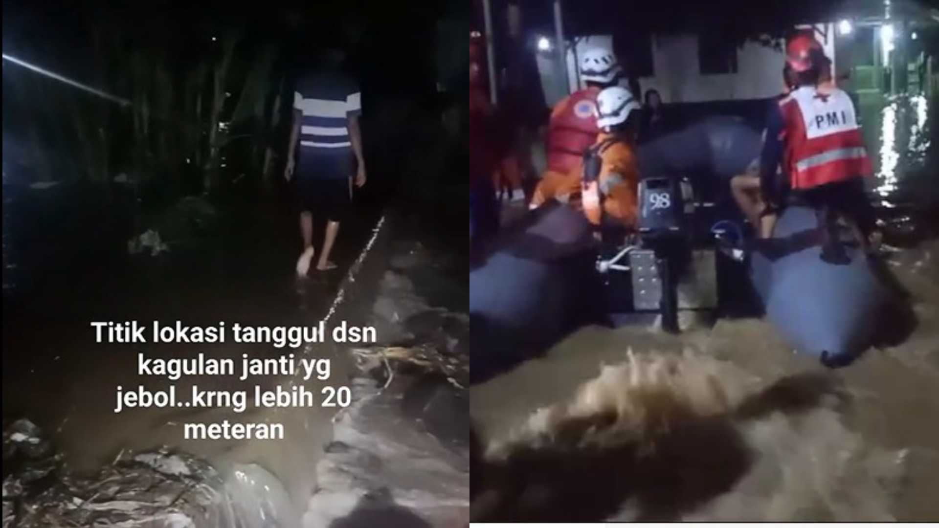 Kondisi tanggul yang jebol di Janti, Mojoagung Jombang dan banjir yang menggenangi sejumlah wilayah di Jombang