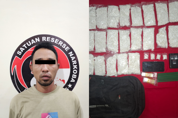 Krisna alias Kipli, 32, warha Desa Brambang, Kecamatan Diwek, Jombang dibekuk polisi lantaran terbukti jadi pengedar narkoba