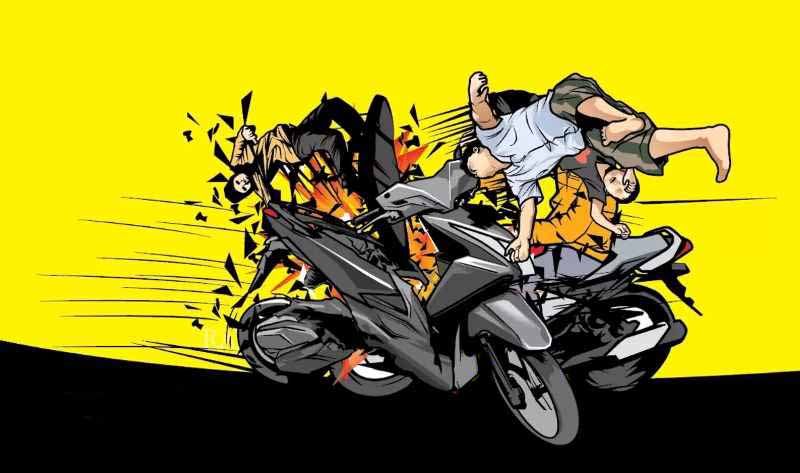 Ilustrasi kecelakaan beruntun tiga motor