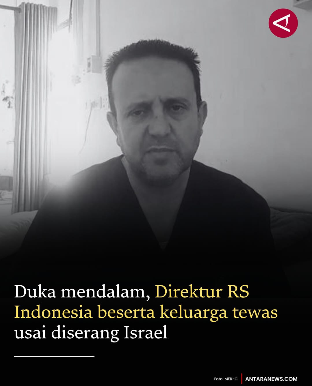 dr. Marwan Al Sultan, Direktur Rumah Sakit Indonesia di Gaza Utara, dalam serangan Israel pada Rabu.
