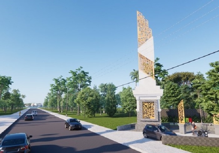 MASTERPLAN: Tugu Jombang yang akan dibangun di pinggir jalan nasional Desa Gondangmanis, Kecamatan Bandarkedungmulyo.