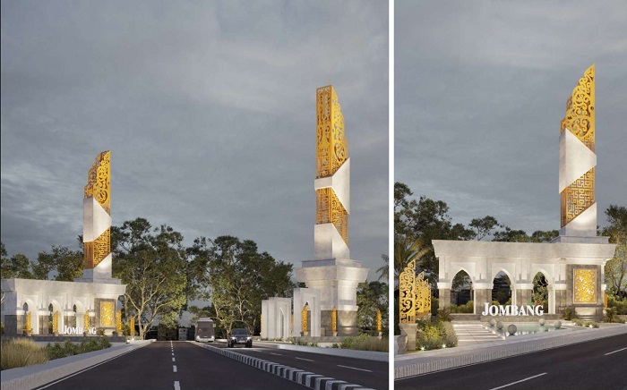 MASTERPLAN: Tugu Jombang yang akan dibangun di pinggir jalan nasional Desa Gondangmanis, Kecamatan Bandarkedungmulyo.