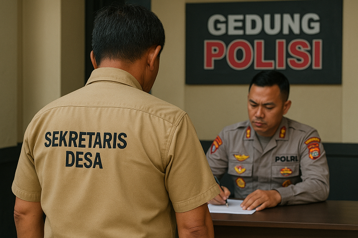 Ilustrasi sekretaris desa dilaporkan ke polisi (chatgpt)