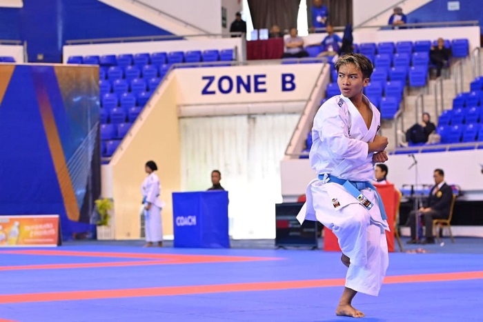 BERPRESTASI: Karateka Jombang, Malvian, saat tampil di kejuaraan Asia Tenggara di Brunei Darussalam, 17-19 Juni 2025.