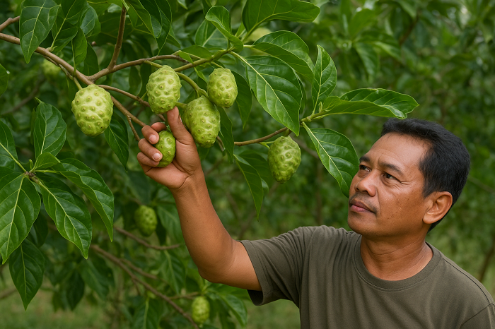 Ilustrasi buah mengkudu (AI)