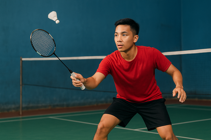 Ilustrasi bermain badminton