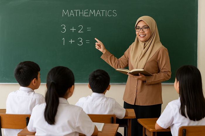 ilustrasi guru mengajar di kelas
