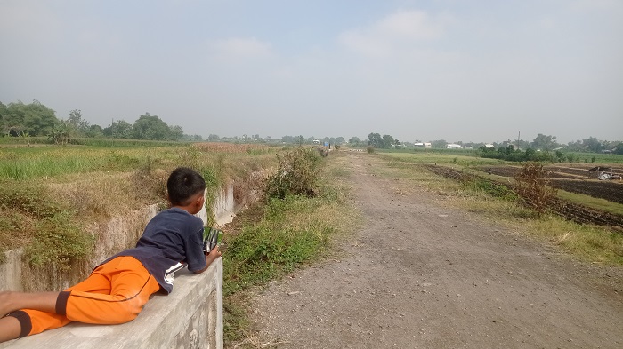 BELUM FUNGSI: Irigasi Pariterong di Desa Kedawong, Kecamatan Diwek yang ditumbuhi semak belukar.