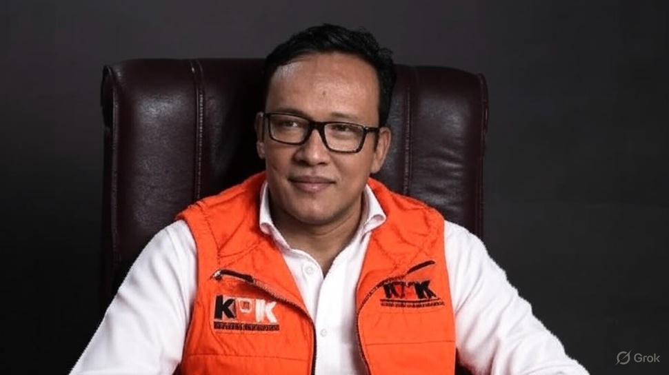 Ilustrasi Wamenaker Immanuel Ebenezer memakai rompi tahanan KPK