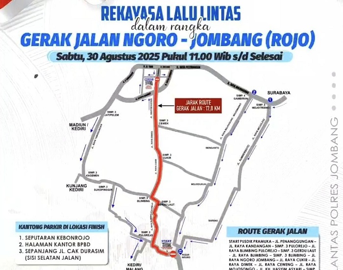 Rekayasa lalu lintas Gerak Jalan Rojo 2025