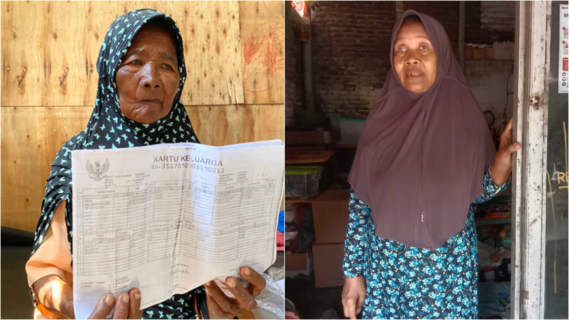 Sulasmi, 62, warga Desa Kepatihan, Kecamatan Jombang dan Paimah, 70, warga Desa Pulo Lor, Kecamatan Jombang menjalani hari tua dengan kondisi serbakekurangan. Keduanya bertahan hidup dari belas kasih
