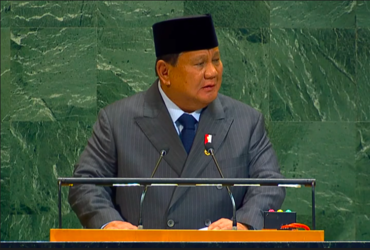 Presiden Prabowo Subianto di KTT Solusi Dua Negara Palestina-Israel di Markas Besar PBB. (YouTube United Nations)