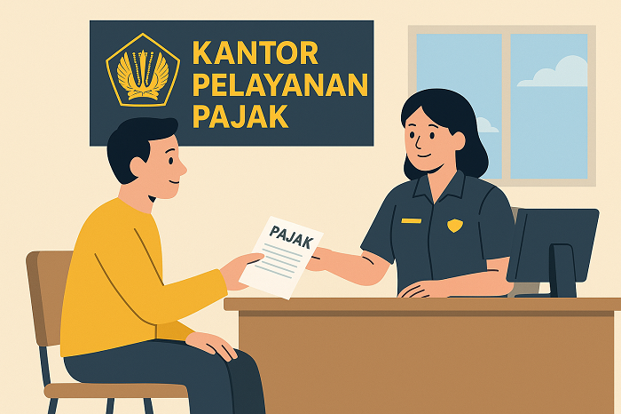 Gambar orang ilustrasi sedang membayar pajak (AI)