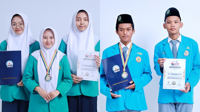 BERPRESTASI: Lima siswa dari SMK Telekomunikasi Darul Ulum dan MTS Plus Darul Ulum meraih Silver Award dalam Kontes Robot Nusantara (KRON) ke-11 se-ASEAN 2025 di Garuda Hall, Indonesia.