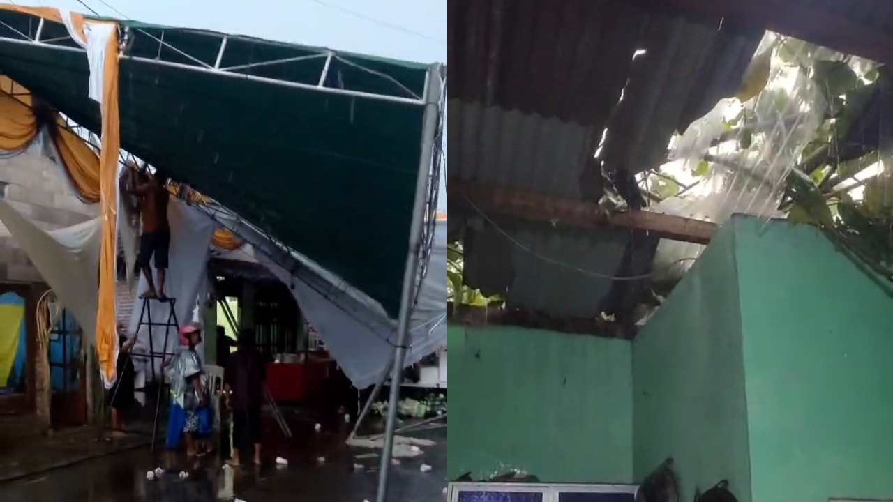 Kondisi beberapa rumah warga yang rusak diterjang angin kencang
