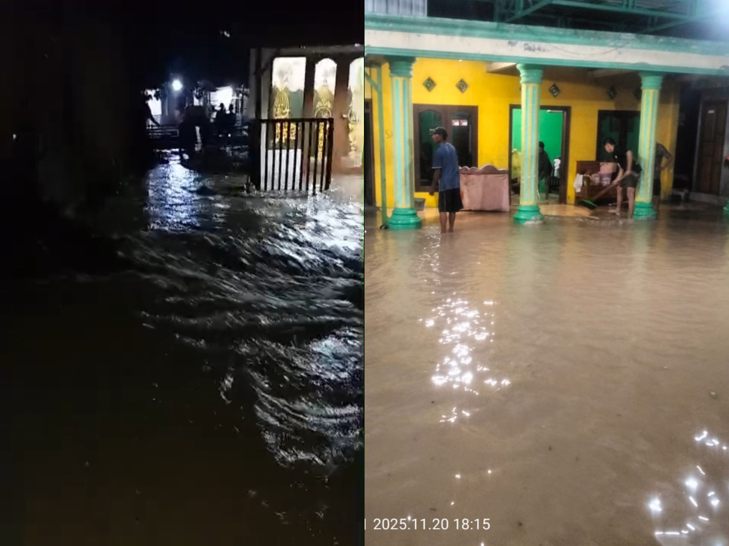 Kondisi banjir yang menggenangi permukiman di Kecamatan Kabuh, Jombang