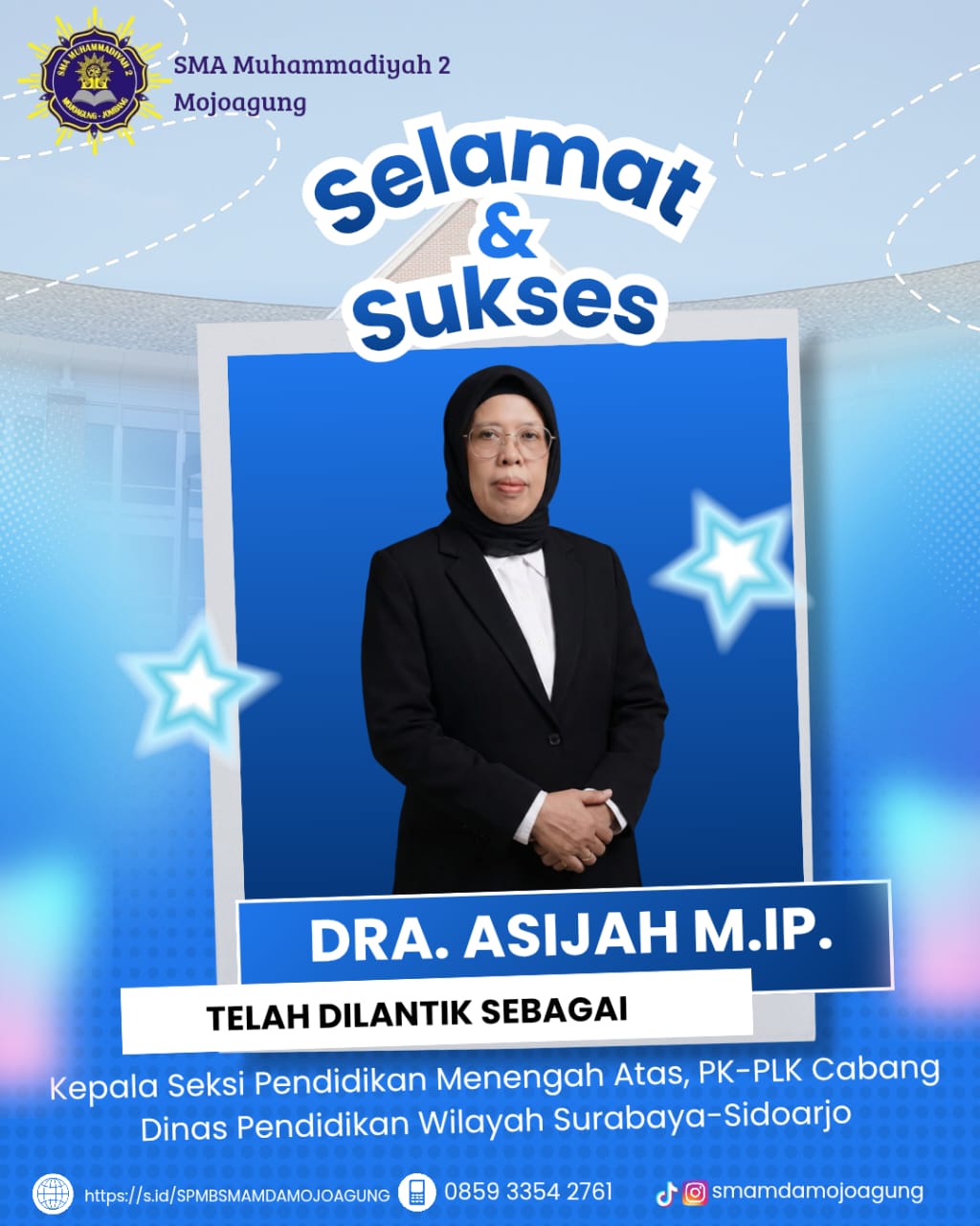 Kepala Seksi SMA dan PK PLK Cabang Dinas Pendidikan Wilayah Kabupaten Jombang, Dra Asijah