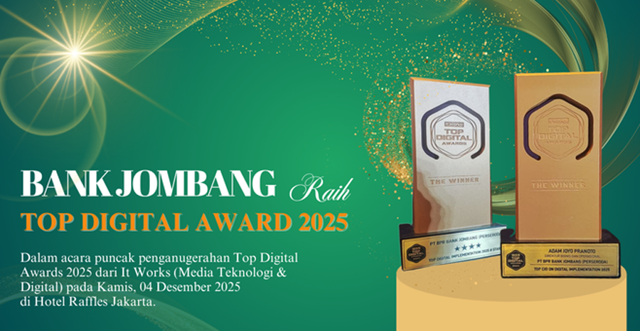 PT BPR Bank Jombang (Perseroda) kembali menorehkan prestasi membanggakan di kancah nasional. Mereka berhasil membawa pulang dua penghargaan sekaligus, dari ajang TOP Digital Awards 2025