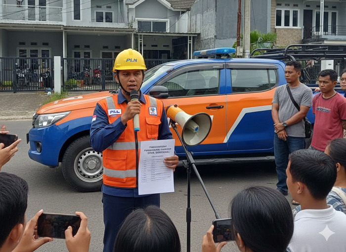 Ilustrasi Petugas PLN mengumumkan pemadaman listrik (ai)