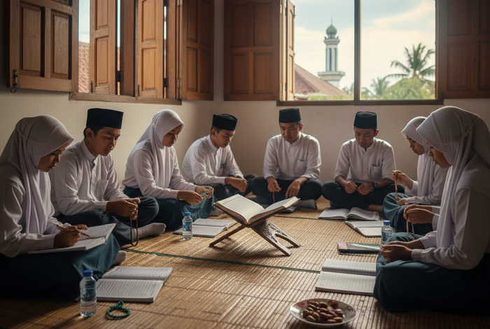 ilustrasi siswa tadarus alquran menjelang berbuka puasa (ai)