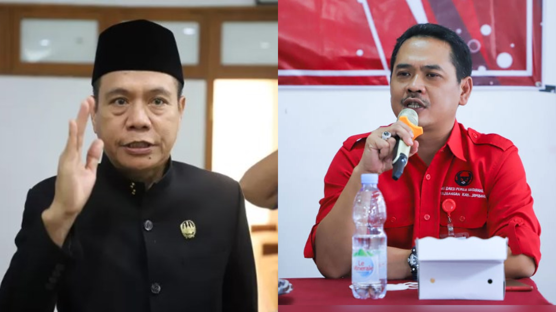 Ketua DPRD Jombang Hadi Atmaji (kiri) dan Ketua DPC PDIP Jombang Sumrambah