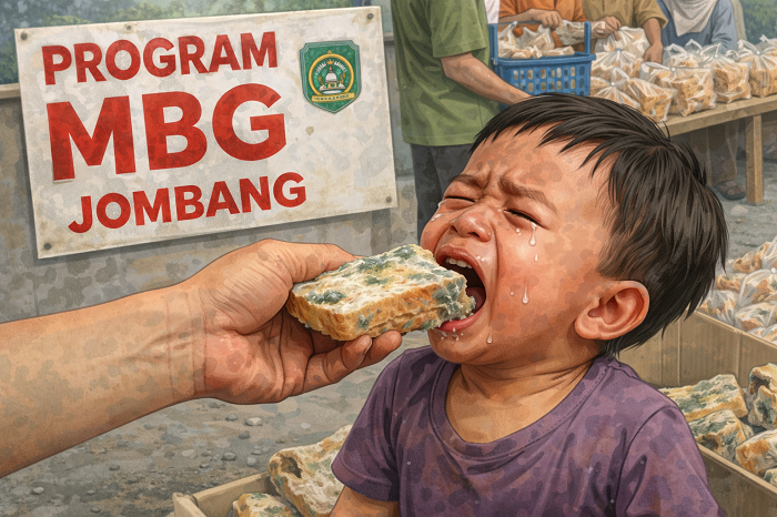 Ilustrasi MBG balita berisi roti berjamur (ai)